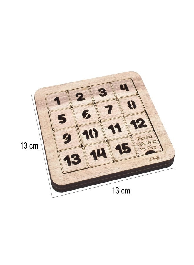 GLNRM Number Slide Wooden Puzzles 1 to 15 Educational Toy for Kids - Brain Teaser IQ Game - Non Interlocked Pieces - (4 * 4-1 to 15) - Off White - Image 2